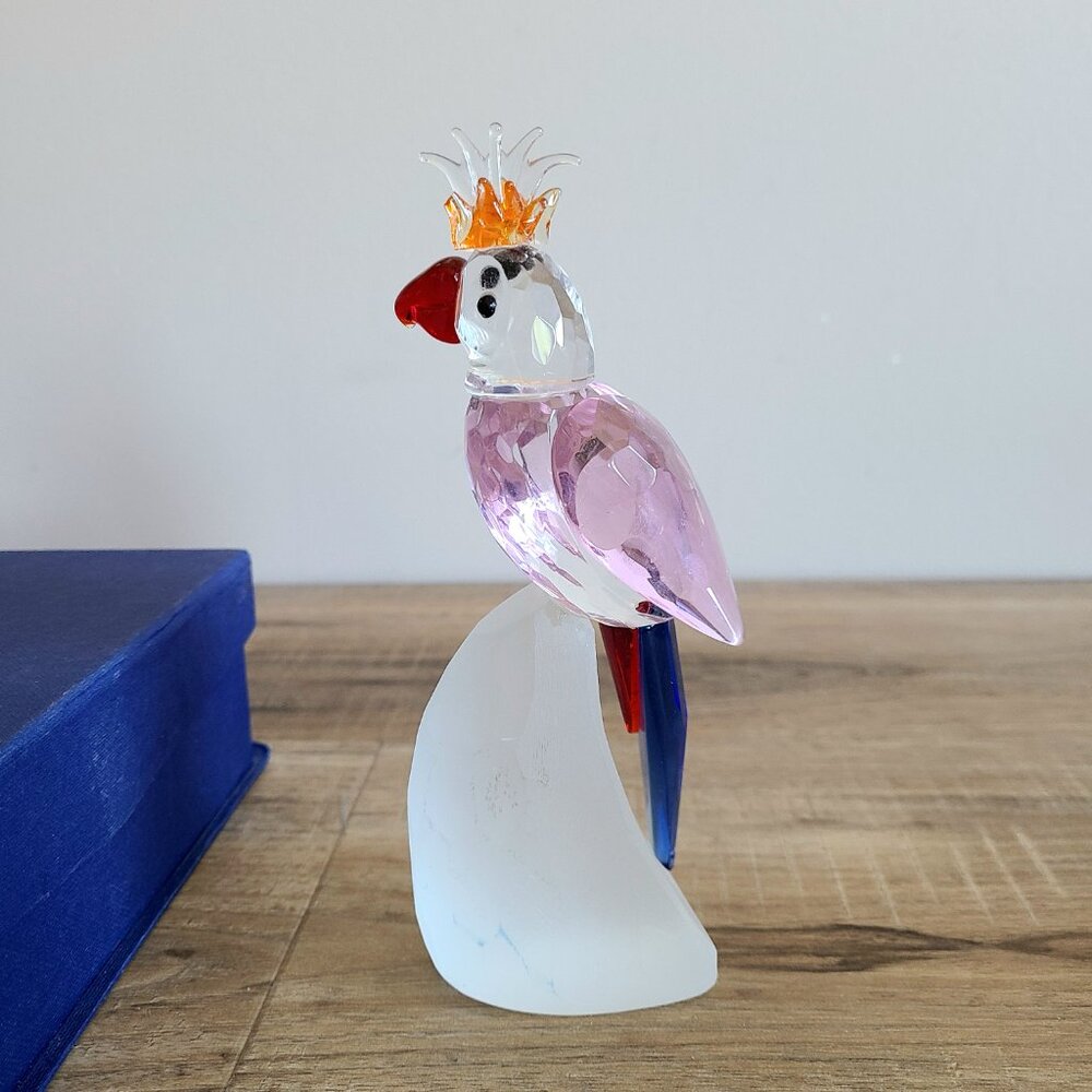 Glass parrot figurine in original box